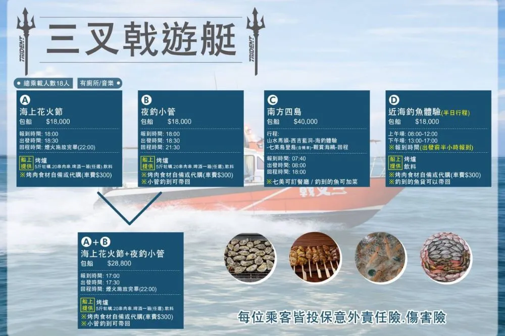 三叉戟遊艇--夜釣包船行程照